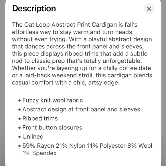 Oat Loop Abstract Print Cardigan - Picture 11 of 11